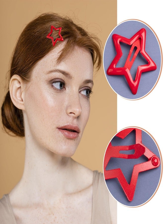 Mxxipp 20pcs Star Hair Clips for Women, Non-Slip Metal Star Snap Barrettes, Y2K Hairstyle Accessories for Women Thick Thin Fine Straight Curly Long Short Hair- Red - Image 4